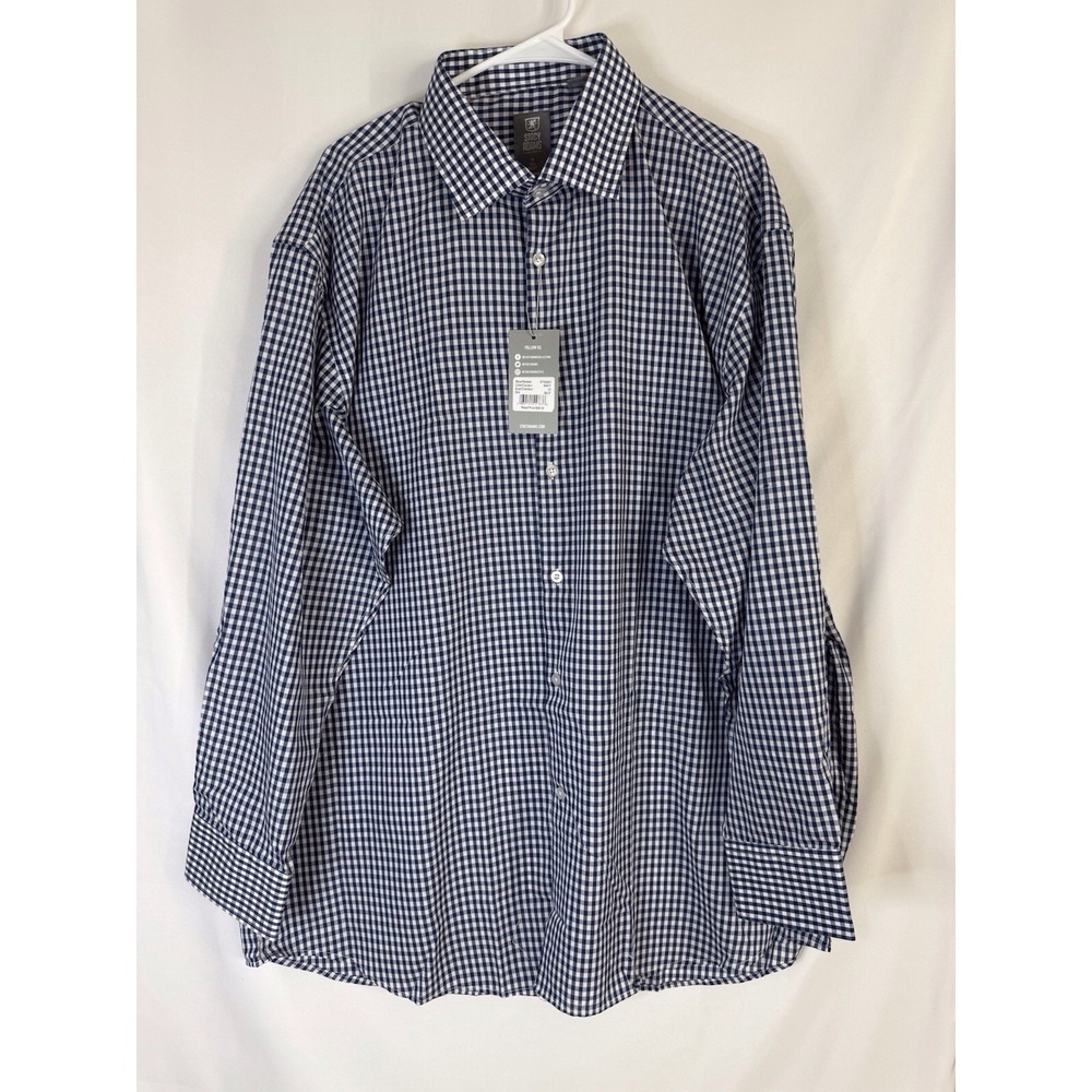 Stacy Adams Men's Shirt 3XL NWT Blue & White Gingham Check Button Down New
